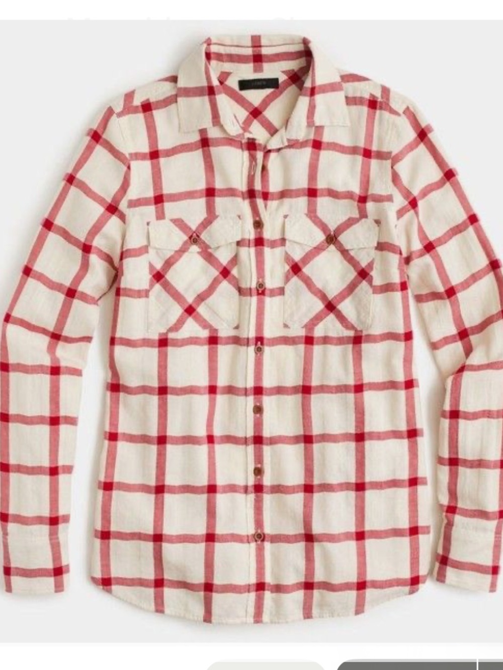 J crew red & white checked plaid button up shirt womens size 4